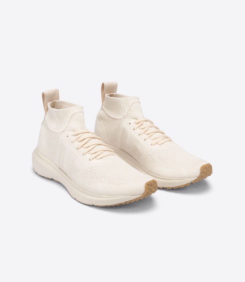 Veja Trainers Mens White - V-knit X Rick Owens Mid - UFOG-95427